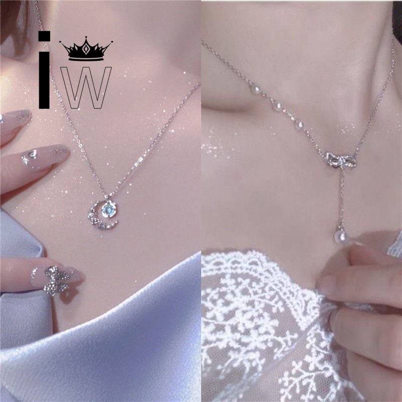 Vòng cổ Mặt Hình Ngôi Sao / Nơ / Mặt Trăng Đính Ngọc Trai Thời Trang Cho