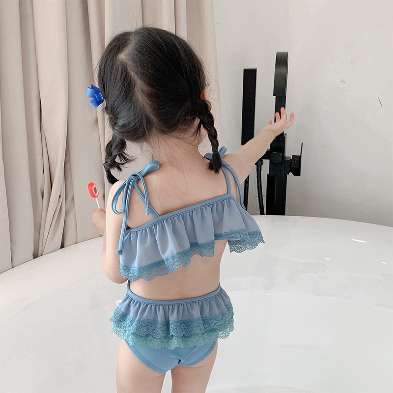 Bộ Đồ Bơi Một Mảnh Hai Dây Màu Trơn Dễ Thương Dành Cho Bé Gái