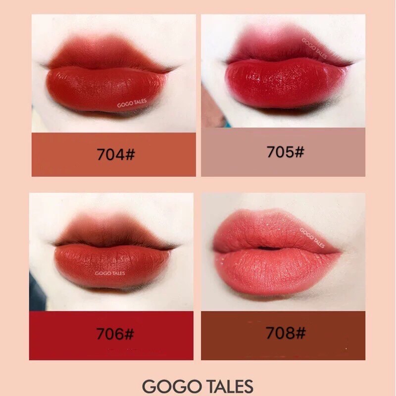 Son Gogo Tales kem đào lì mềm môi White Tube Glossy Lip Glaze