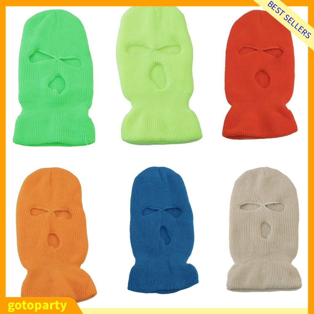 Mũ len trùm đầu màu trơn thiết kế 3 lỗ độc đáo