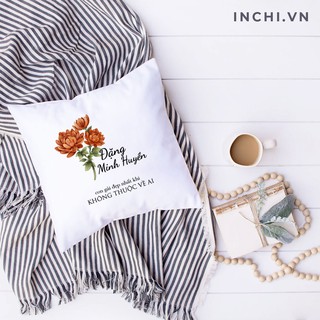 Gối vuông Ribbon Florist in tên và họa tiết hoa theo yêu cầu phong cách đáng yêu