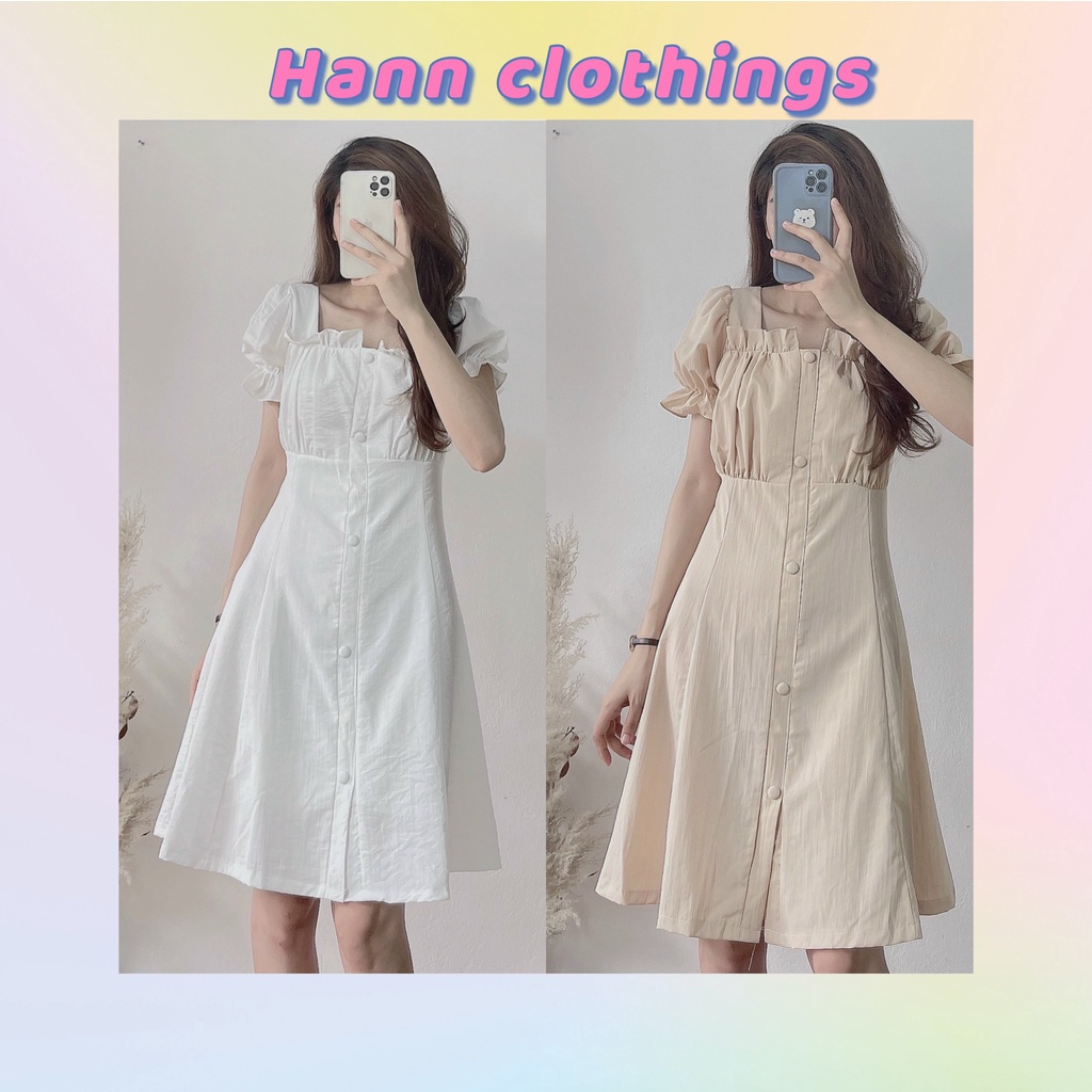 Váy thô đũi cúc bọc ngực xếp li /Đầm cúc bọc thô đũi