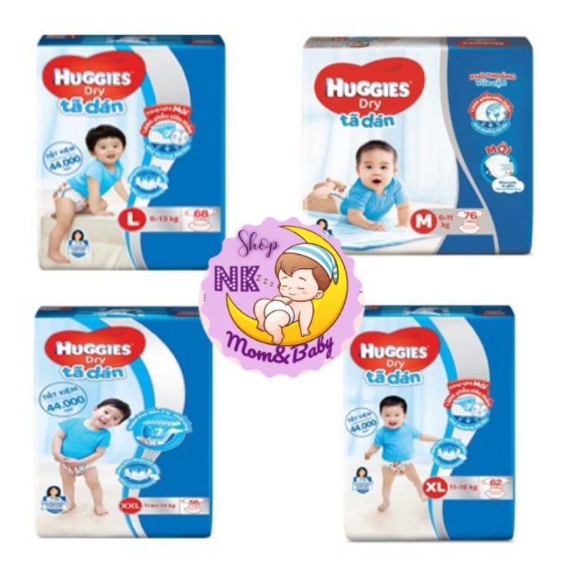 Bỉm Huggies Dán Size M76/L68/XL62/XXl56