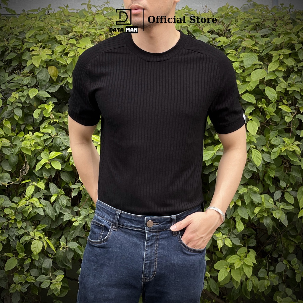 Áo thun cotton cổ tròn nam DATAMAN, chất liệu cotton đũa co giãn, thấm hút mồ hôi, tay raglan trẻ trung - ATCT22-01-Đen