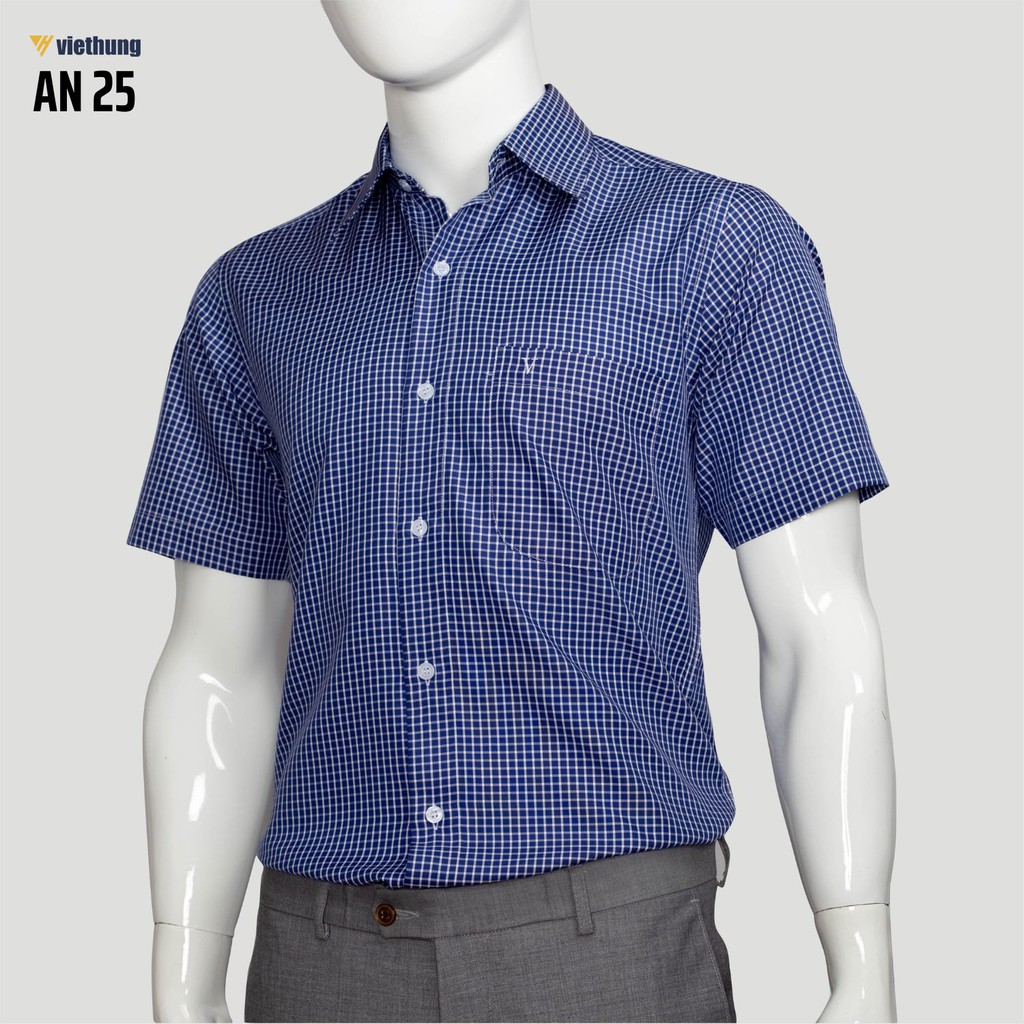 Áo Sơ Mi Nam Form Rộng Ngắn Tay Dài Tay Kẻ Sọc Caro Dáng Suông Việt Hưng Vạt Ngang Chất Lon Mỹ Thấm Hút Mồ Hôi