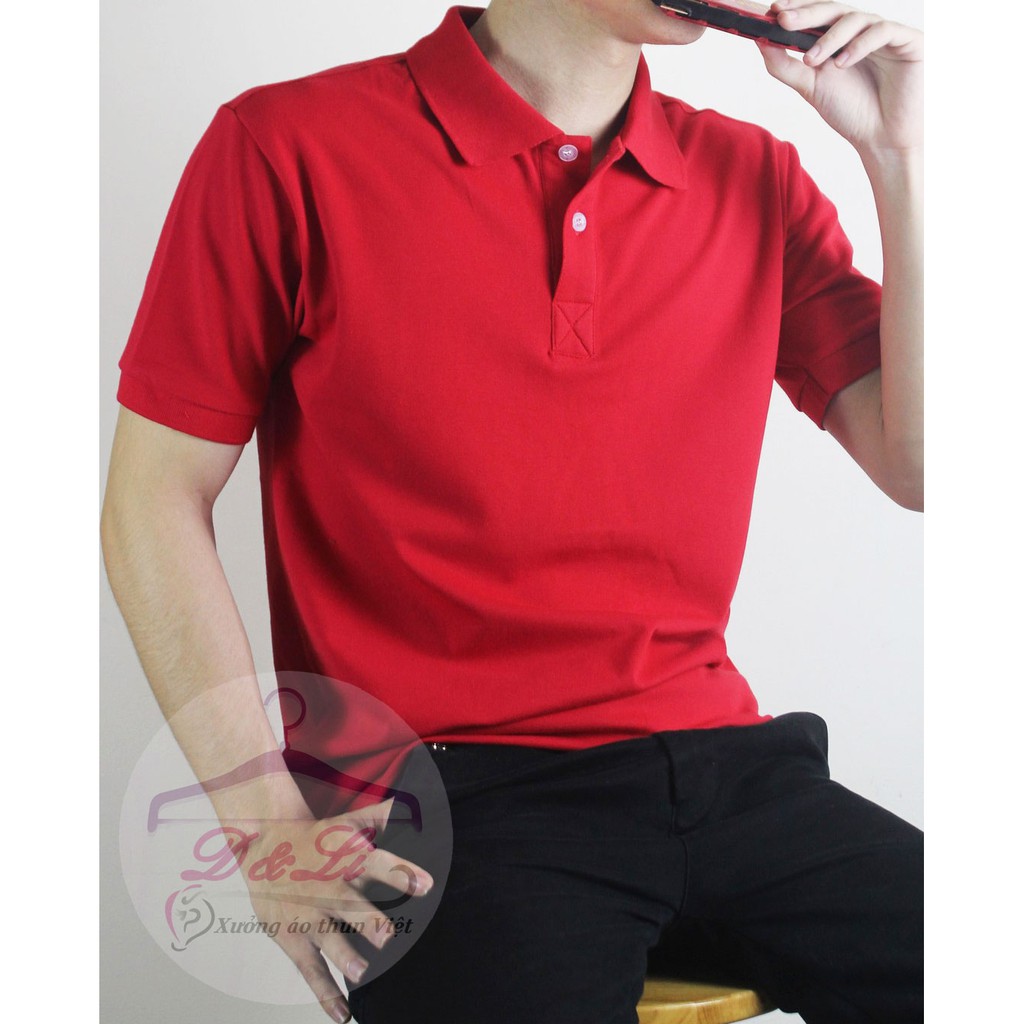 Áo thun Nam Polo ngắn tay có cổ màu đỏ đô (M,L,XL,XXL) 100% cotton thun cá sấu đẹp giá tại xưởng