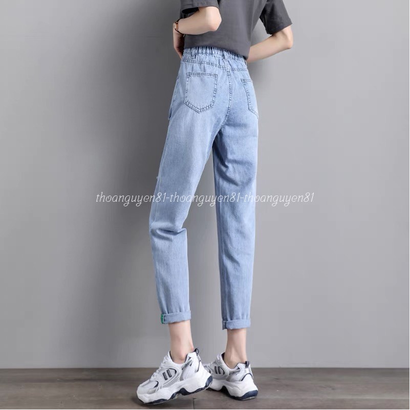 Quần jeans baggy 2 cúc lưng chun dễ mặc dễ phối đồ phong cách trẻ trung