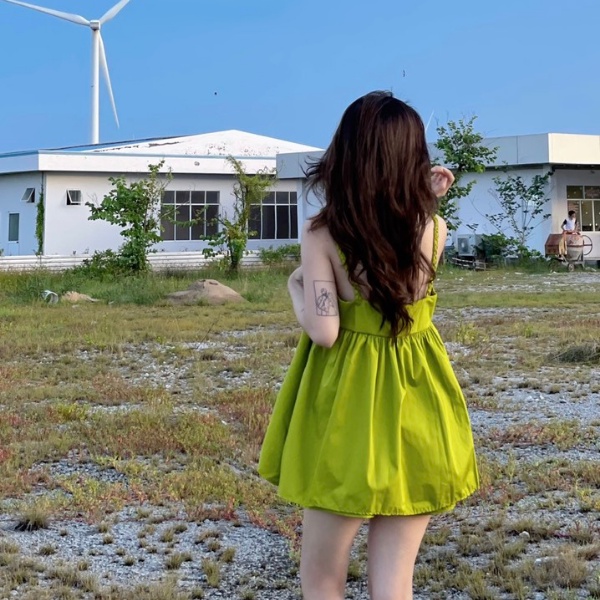 Sét babydoll hai dây kèm quần PLS29 - MÀU XANH