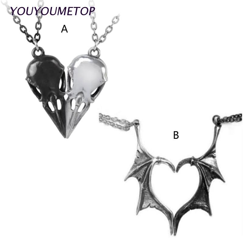 Set 2 Vòng cổ mặt trái tim và đôi cánh thiên thần thời trang cho nữ