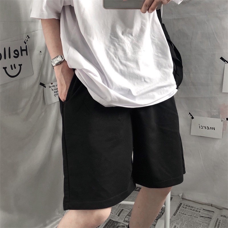 Quần thun ngố nam nữ 🔺FREESHIP🔺 Quần SHORT BASIC THUN ĐEN Unisex