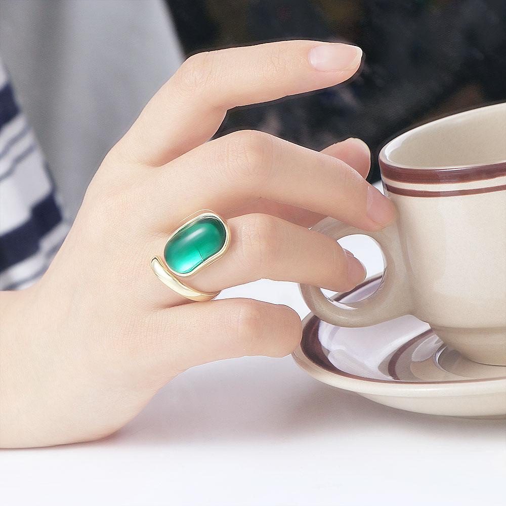 Nhẫn Mở Thiết Kế Tinh Tế Cho Đám Cưới|Vòng Đeo Tay Hình Oval Màu Sắc Xinh Xắn Phong Cách Hàn Quốc