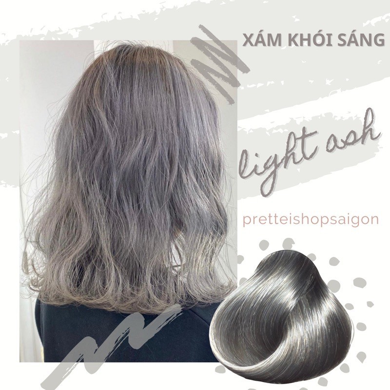 Thuốc nhuộm tóc xám khói sáng+tặng kèm oxy trợ dưỡng+ găng tay nên từ nền 9