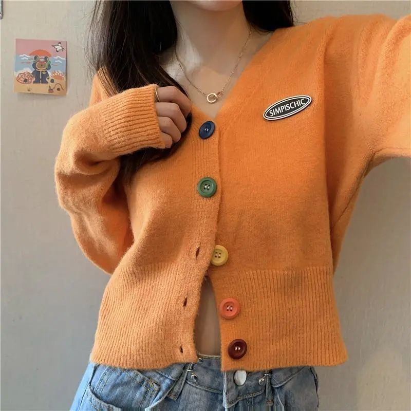 Áo Cardigan Form Croptop  Cúc Áo Nhiều Màu Năng Động