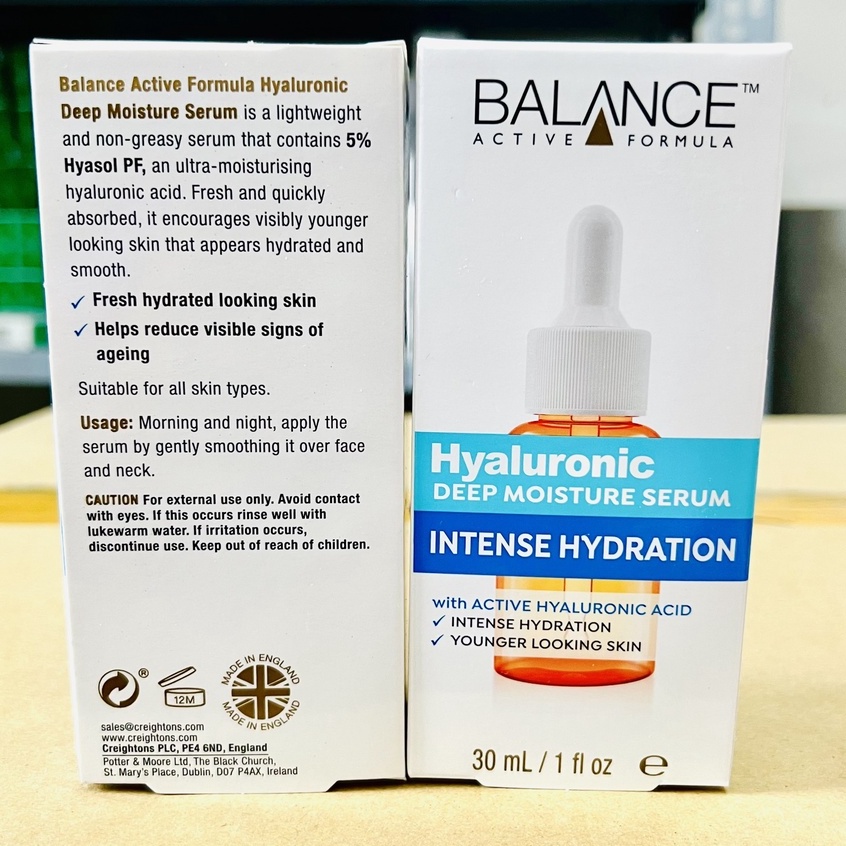 Serum Cấp Nước Dưỡng Ẩm Balance Active Formula Hyaluronic Deep Moisturizing 30ml