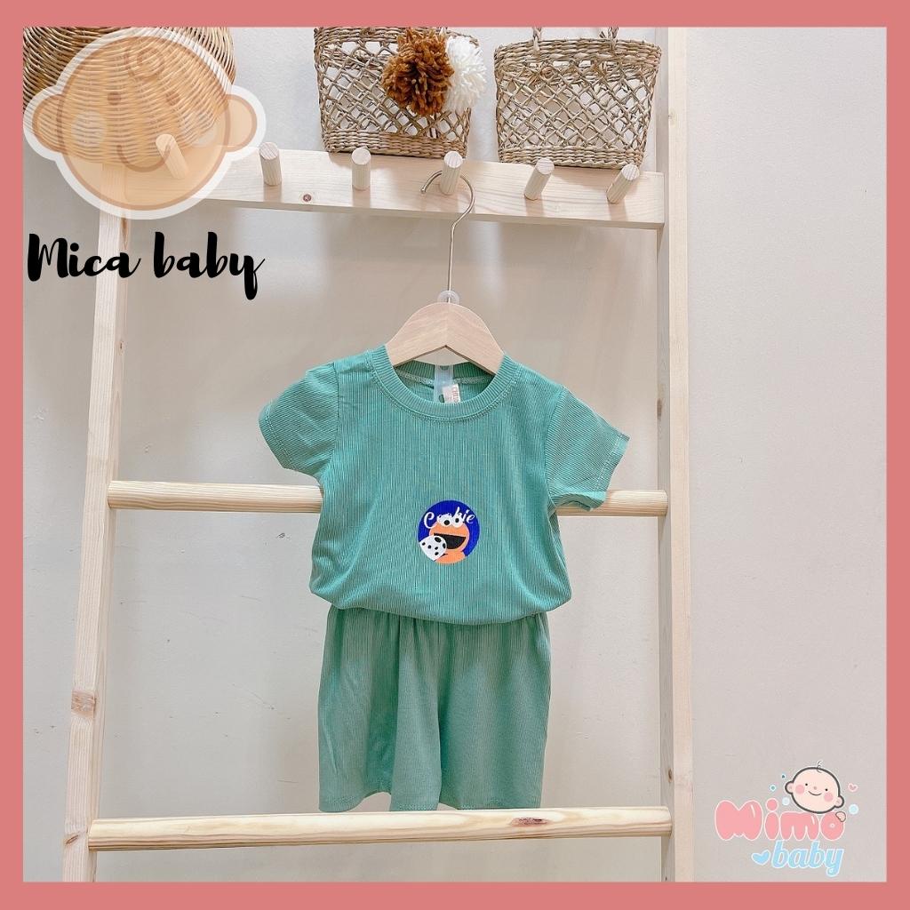 Bộ quần áo chất cotton gân cộc tay siêu đẹp cho bé Mica baby