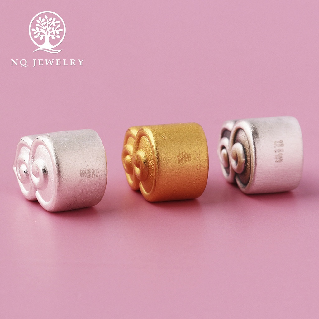 Charm bạc xỏ ngang hình trái bầu - NQ Jewelry