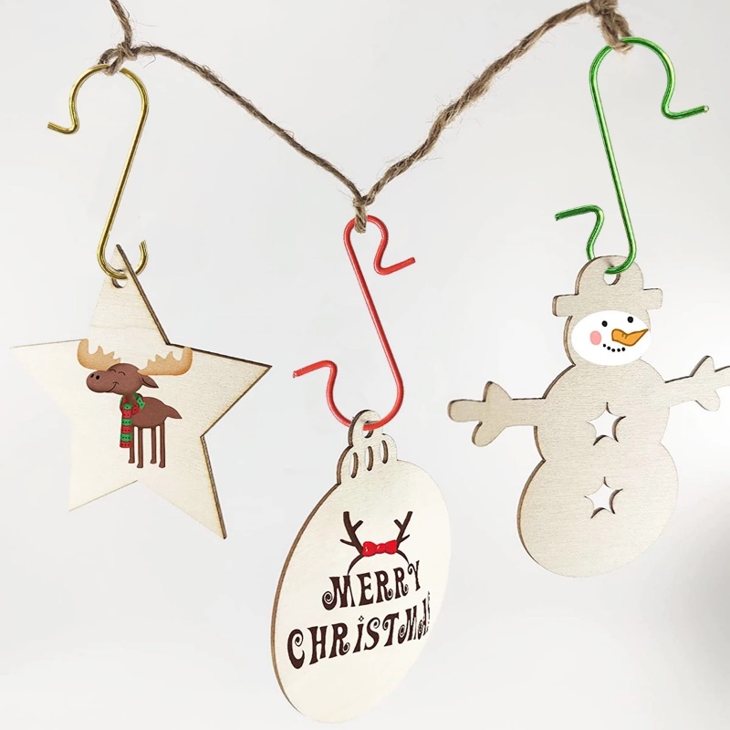 Set 50 Móc Treo Đồ Hình Chữ S Bằng Kim Loại Trang Trí Cây Thông Giáng Sinh / Năm Mới