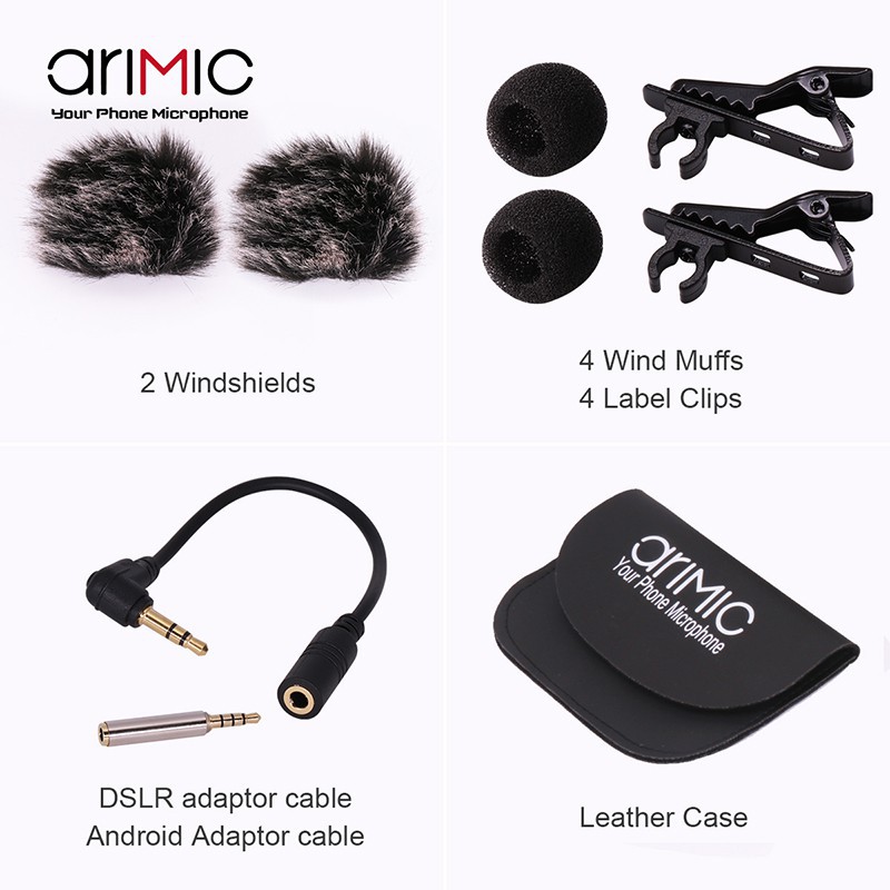 Micro cài áo cho điện thoại và máy ảnh AriMic Clip-on Dual Lavalier