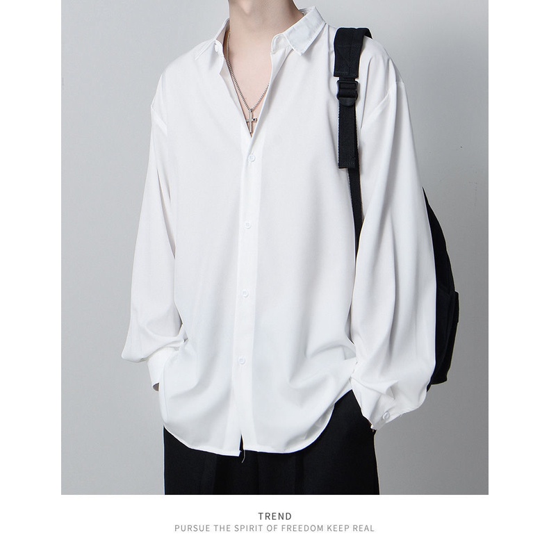 Áo Sơ Mi Nam Trơn Màu Drape Lỏng Băng Lụa