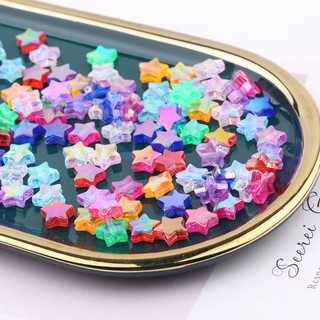 50 Hạt nhựa ngôi sao màu hologram xỏ lỗ 2 đầu