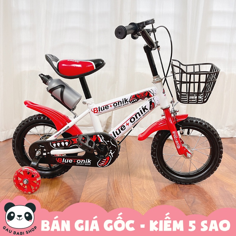 Xe đạp thể thao trẻ em size 12 inch/14 inch có giỏ và bình nước 9BABY màu đỏ