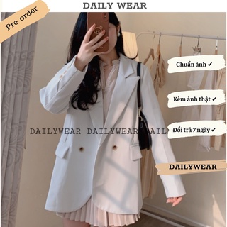 Blazer 2 lớp phong cách Hàn Quốc có đệm vai