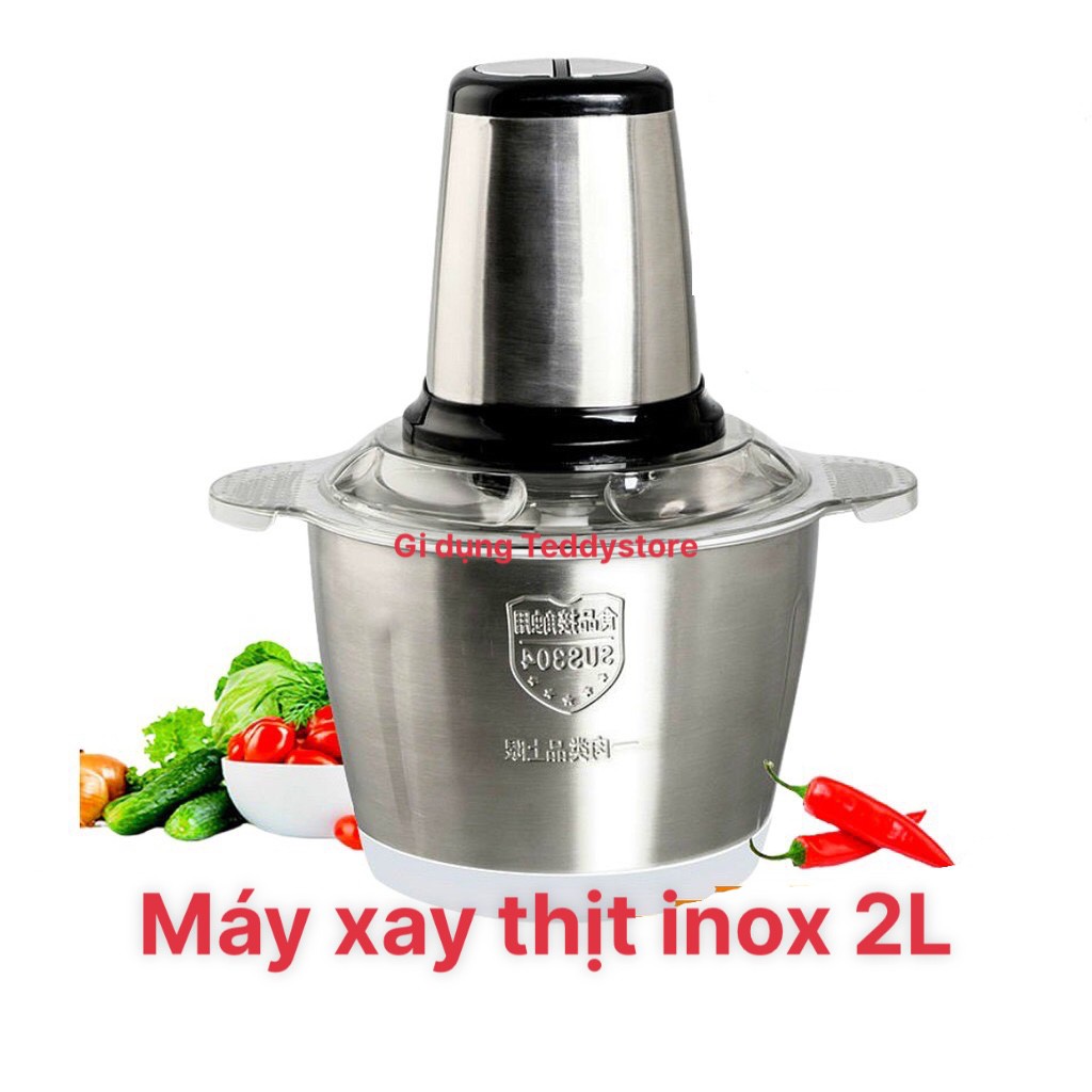 Máy xay thịt, thực phẩm inox 4 lưỡi đa năng 2L công suất 300w