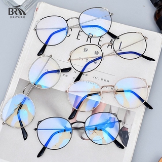 Kính Đọc Sách Gọng Tròn Phẳng Chống Bức Xạ Màu Xanh Dương Thời Trang Phong Cách Hàn Quốc