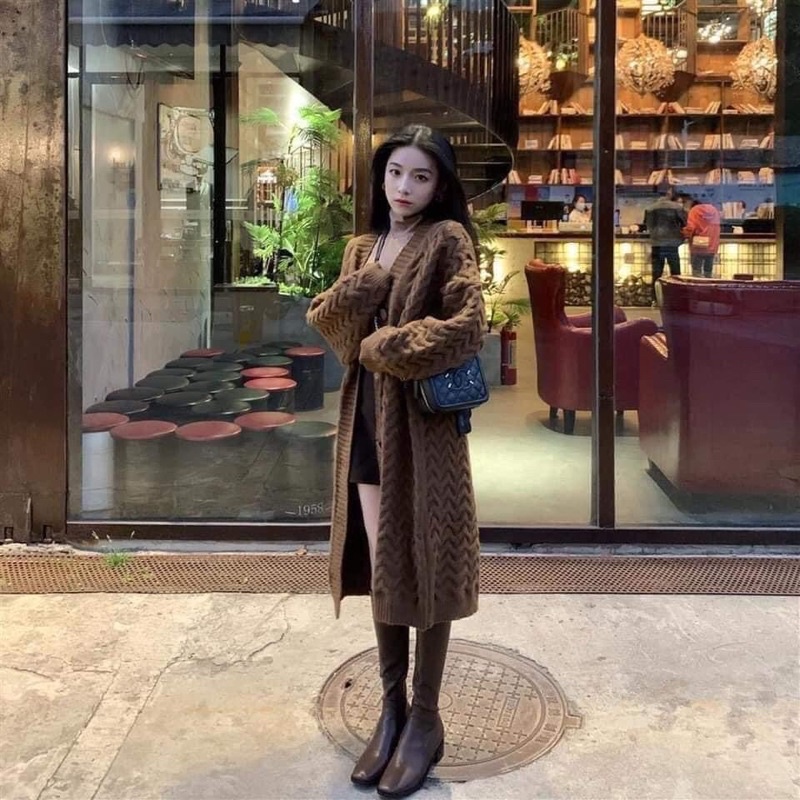 ÁO CADIGAN LEN DÁNG DÀI VẶN THỪNG MÙA ĐÔNG SIÊU ẤM 2021 | BigBuy360 - bigbuy360.vn