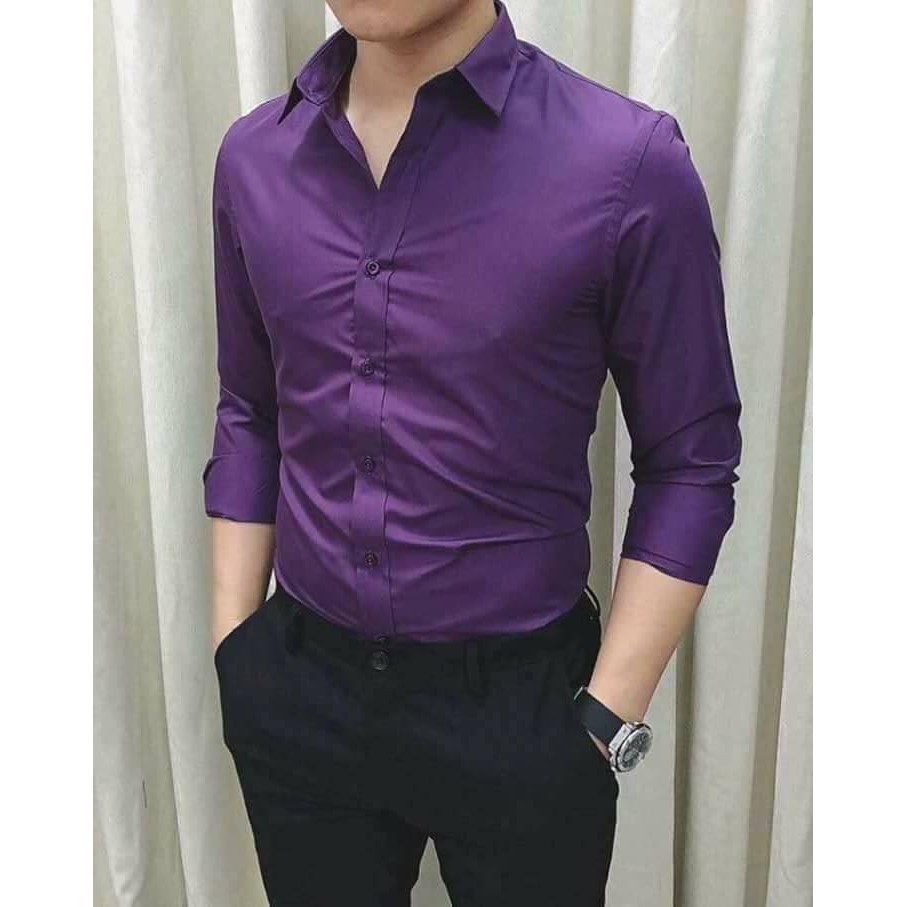 Bộ 2 Áo sơ mi nam dài tay vải đẹp, không nhăn, Áo Sơ mi Nam body
