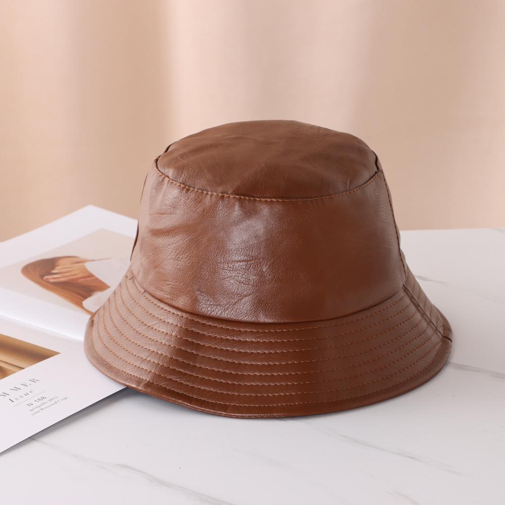 WONDER Mũ Bucket Da PU Chống Nắng Chống Thấm Nước Có Thể Điều Chỉnh