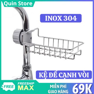 Kệ Để Đồ Rửa Chén Cạnh Vòi Rửa Bằng Inox Không Gỉ + Tặng Kèm Miếng Rửa Bát Silicon PT10