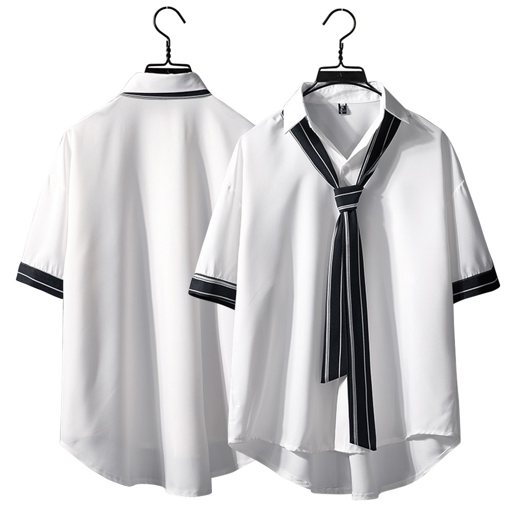 [Mã FAMAYMA2 giảm 10K đơn 50K] Áo Sơ Mi Nam Ngắn Tay Phối Cà Vạt Thanh Lịch Kiểu Dáng Hàn Trẻ Trung SOMI NAM 9000015 | BigBuy360 - bigbuy360.vn