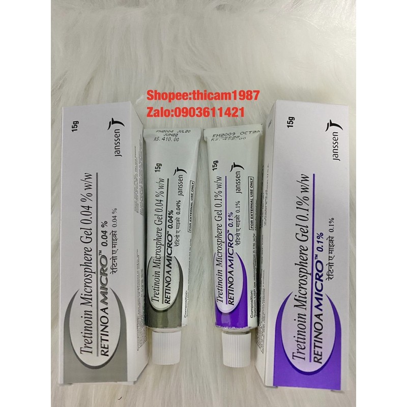 Tretinoin Microsphere Gel 0.1% , Gel 0,04% loại bỏ mụn, chống lão hoá da 15g.