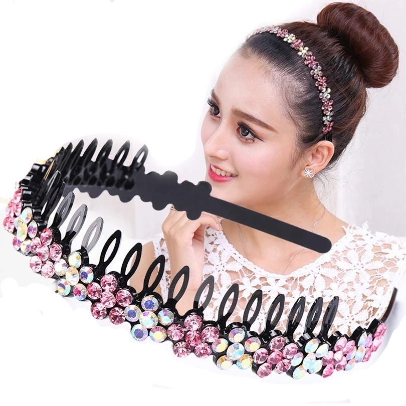 Haimeikang Phụ kiện băng đô cài tóc màu rhinestone của Haimeikang dành cho phụ nữ