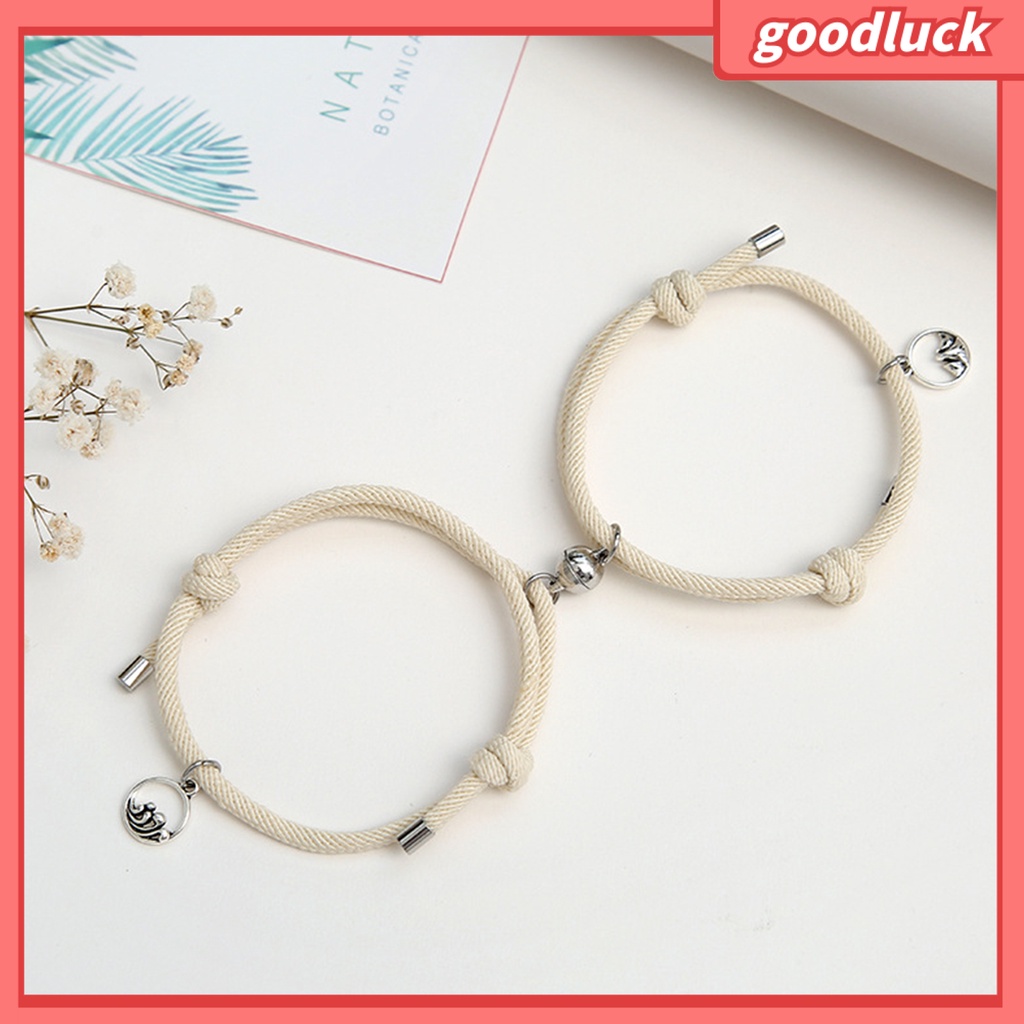 Set 2 Vòng Tay Bện Dây Gắn Nam Châm Thời Trang Cho Cặp Đôi