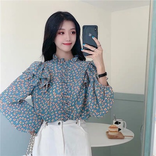 Áo sơ mi hoa xanh