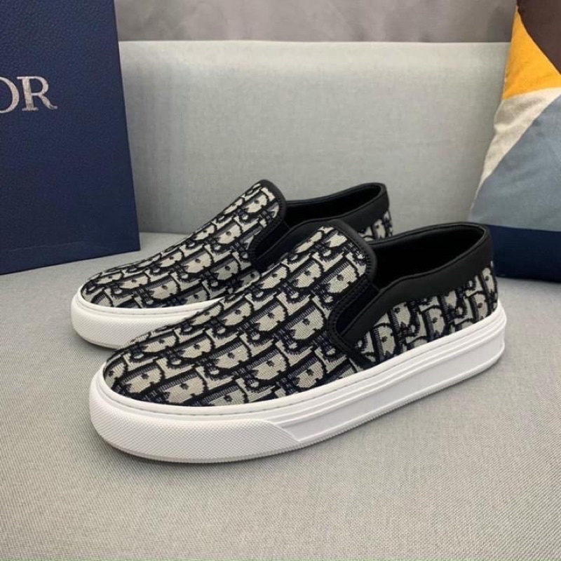 💥CHUẨN 1:1💥Giày slipon Đi Ô vân hoa đế đúc_Giày lười Di Ô vải bò lót da, emm thoáng Fullbox New