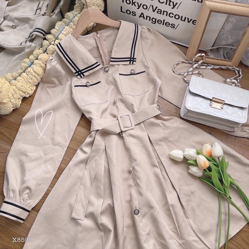 Váy sơ mi kèm thắt lưng công sở đi chơi xinh