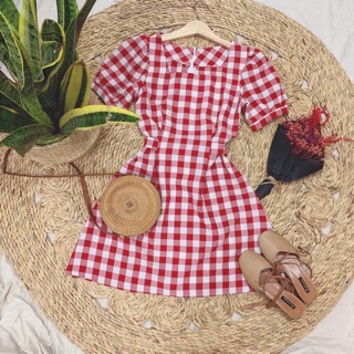 🍀☘️Blue caro dress