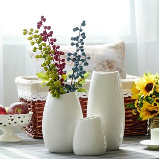 Lọ hoa trắng sứ trơn nhỡ