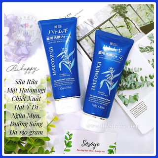 Sữa Rửa Mặt Ngừa Mụn Chiết Xuất Hạt Ý Dĩ Hatomugi Acne Care Nhật Bản 130gram