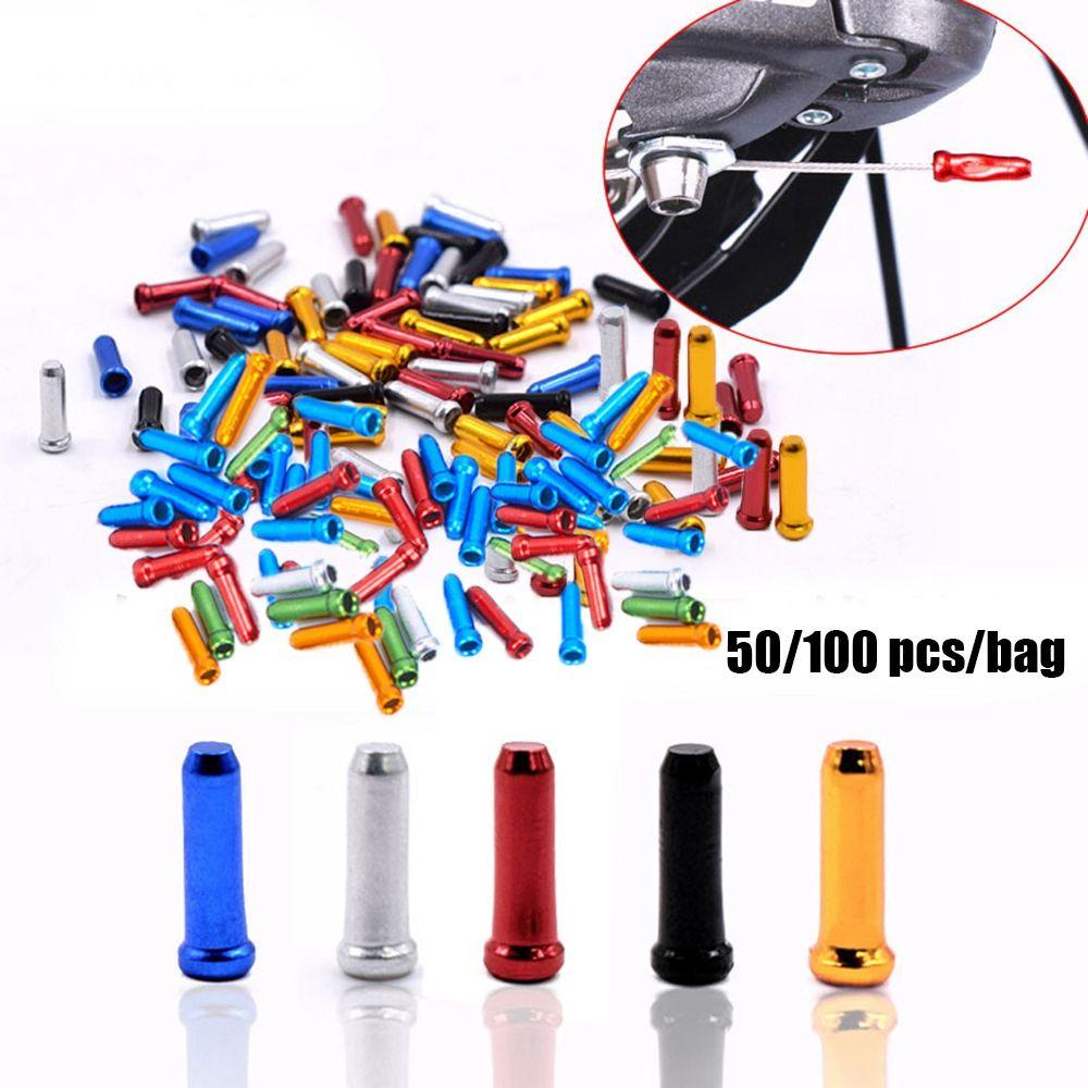 LET Set 50 / 100 Đầu Bọc Dây Phanh Xe Đạp Bằng Hợp Kim Nhôm Nhiều Màu