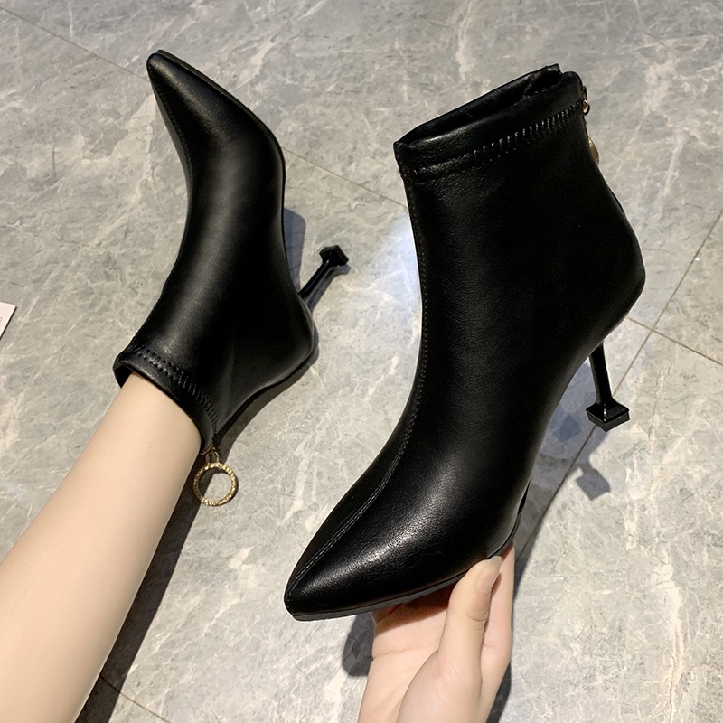 A119 Boot cổ thấp mũi nhọn cao gót,gót cao 8cm thời trang