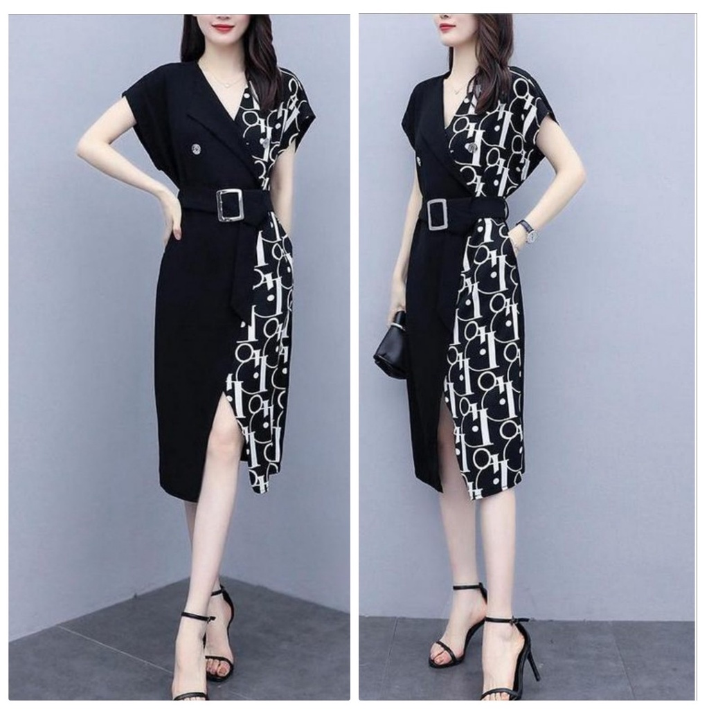 Đầm Ôm Body Cổ V Thổ Cẩm Sang Chảnh BY4518