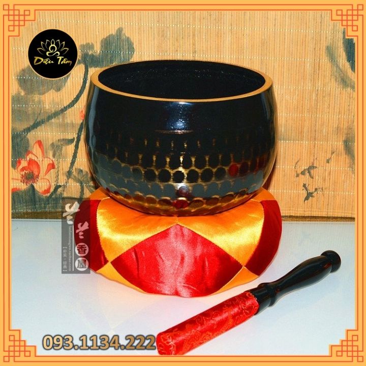 Chuông mõ tụng kinh Phật gia trì Đài Loan 4 inch đen