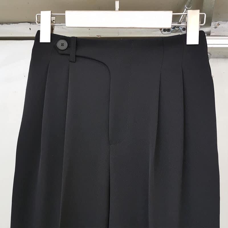 Quần baggy nữ lưng chun cúc chéo, quần tây công sở thanh lịch, đi học, đi chơi (1111)
