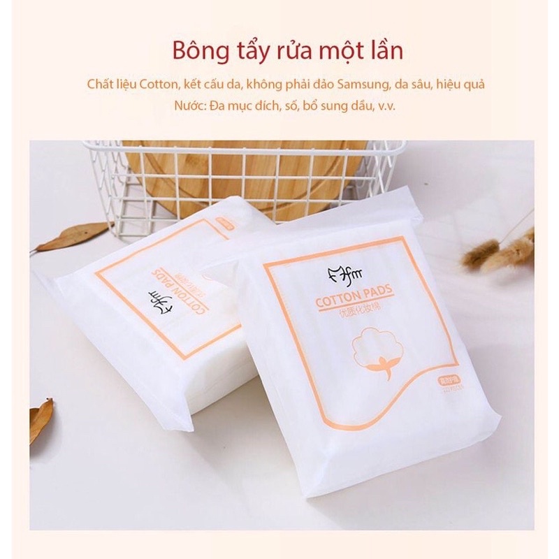 Bông tẩy trang 3 lớp Cotton Pad 222 miếng sợi bông tự nhiên mềm mịn hút nước tốt siêu tiết kiệm an toàn cho da
