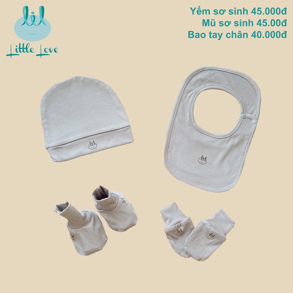 Sét mũ, bao tay bao chân, yếm Bamboo, Little Love cho bé | Minizon Kids