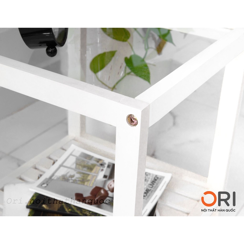 Kệ Gỗ Đầu Giường Mặt Kính Màu Trắng - GLASS SHELF WHITE - ORI NỘI THẤT HÀN QUỐC